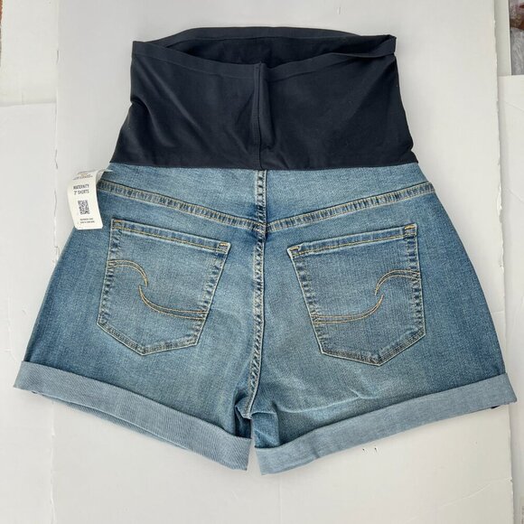 NWT- Sz S Maternity- Levi's Signature Gold Mid-Rise Rolled Hem 3" Shortie Shorts - Picture 4 of 11